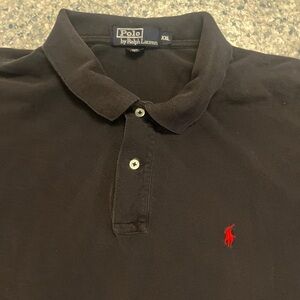 Ralph Lauren Men's Polo Shirt in Black with Red Logo